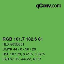 カラーコード: RGB 101.7 182.6 81 | qconv.com