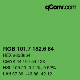 カラーコード: RGB 101.7 182.6 84 | qconv.com