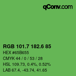 カラーコード: RGB 101.7 182.6 85 | qconv.com