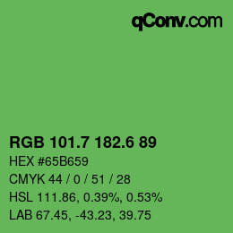 カラーコード: RGB 101.7 182.6 89 | qconv.com