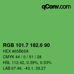 カラーコード: RGB 101.7 182.6 90 | qconv.com