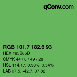 カラーコード: RGB 101.7 182.6 93 | qconv.com