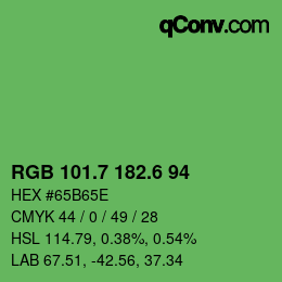 カラーコード: RGB 101.7 182.6 94 | qconv.com