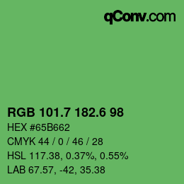 カラーコード: RGB 101.7 182.6 98 | qconv.com
