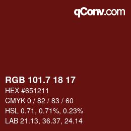 カラーコード: RGB 101.7 18 17 | qconv.com