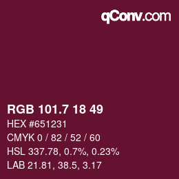 カラーコード: RGB 101.7 18 49 | qconv.com