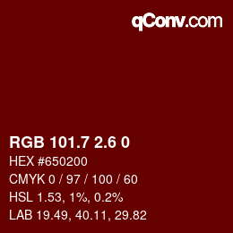 カラーコード: RGB 101.7 2.6 0 | qconv.com