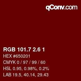 カラーコード: RGB 101.7 2.6 1 | qconv.com