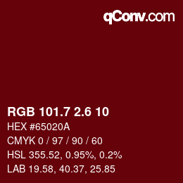 カラーコード: RGB 101.7 2.6 10 | qconv.com