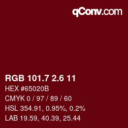 カラーコード: RGB 101.7 2.6 11 | qconv.com