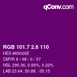 カラーコード: RGB 101.7 2.6 110 | qconv.com