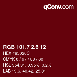 カラーコード: RGB 101.7 2.6 12 | qconv.com