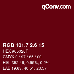 カラーコード: RGB 101.7 2.6 15 | qconv.com