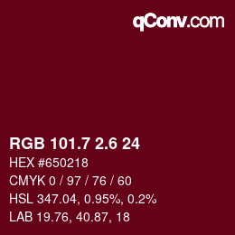 カラーコード: RGB 101.7 2.6 24 | qconv.com
