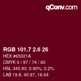 カラーコード: RGB 101.7 2.6 26 | qconv.com