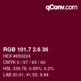 カラーコード: RGB 101.7 2.6 36 | qconv.com