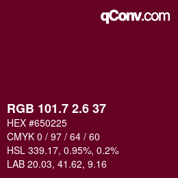 カラーコード: RGB 101.7 2.6 37 | qconv.com