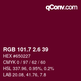 カラーコード: RGB 101.7 2.6 39 | qconv.com