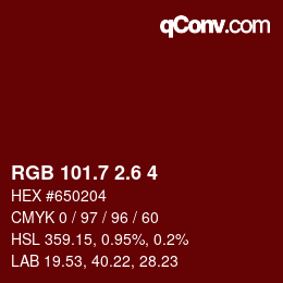 カラーコード: RGB 101.7 2.6 4 | qconv.com