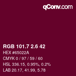 カラーコード: RGB 101.7 2.6 42 | qconv.com