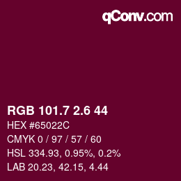 カラーコード: RGB 101.7 2.6 44 | qconv.com