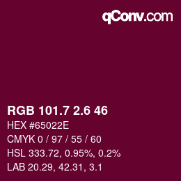 カラーコード: RGB 101.7 2.6 46 | qconv.com