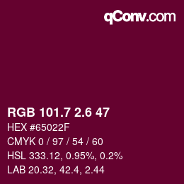 カラーコード: RGB 101.7 2.6 47 | qconv.com