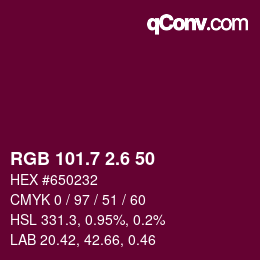 カラーコード: RGB 101.7 2.6 50 | qconv.com