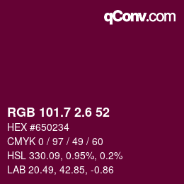 カラーコード: RGB 101.7 2.6 52 | qconv.com