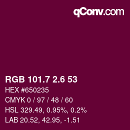 カラーコード: RGB 101.7 2.6 53 | qconv.com