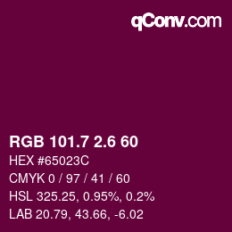 カラーコード: RGB 101.7 2.6 60 | qconv.com