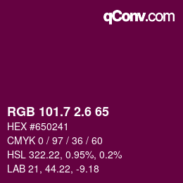 カラーコード: RGB 101.7 2.6 65 | qconv.com