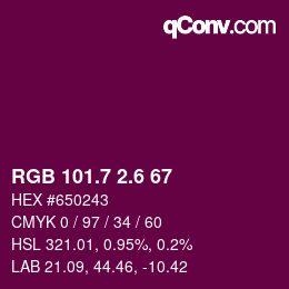 カラーコード: RGB 101.7 2.6 67 | qconv.com