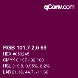 カラーコード: RGB 101.7 2.6 69 | qconv.com