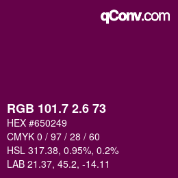 カラーコード: RGB 101.7 2.6 73 | qconv.com