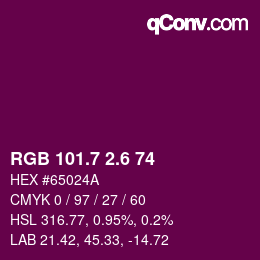 カラーコード: RGB 101.7 2.6 74 | qconv.com