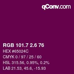 カラーコード: RGB 101.7 2.6 76 | qconv.com