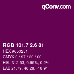 カラーコード: RGB 101.7 2.6 81 | qconv.com