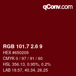 カラーコード: RGB 101.7 2.6 9 | qconv.com