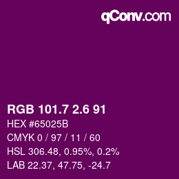 カラーコード: RGB 101.7 2.6 91 | qconv.com