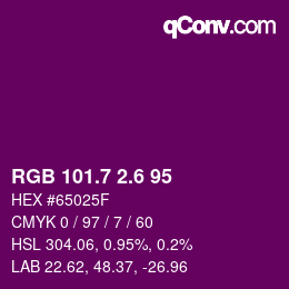 カラーコード: RGB 101.7 2.6 95 | qconv.com