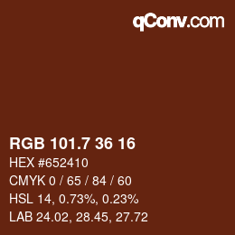 カラーコード: RGB 101.7 36 16 | qconv.com