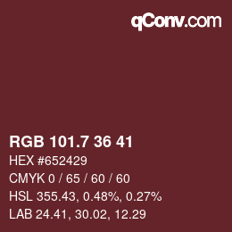 カラーコード: RGB 101.7 36 41 | qconv.com