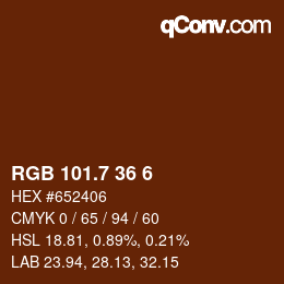 カラーコード: RGB 101.7 36 6 | qconv.com