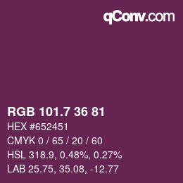 カラーコード: RGB 101.7 36 81 | qconv.com