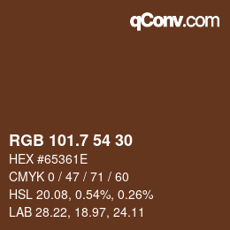 カラーコード: RGB 101.7 54 30 | qconv.com