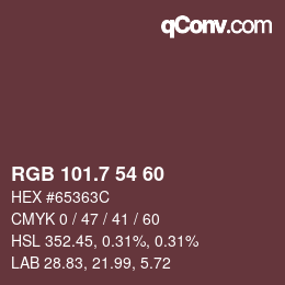 カラーコード: RGB 101.7 54 60 | qconv.com