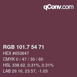 カラーコード: RGB 101.7 54 71 | qconv.com
