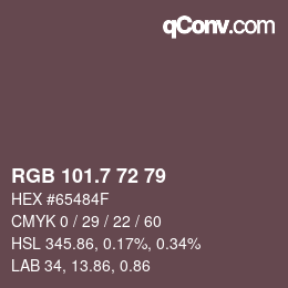 カラーコード: RGB 101.7 72 79 | qconv.com