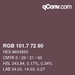 カラーコード: RGB 101.7 72 80 | qconv.com